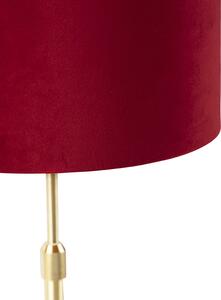 Lampă de masă auriu / alamă cu nuanță de catifea roșie 25 cm - Parte
