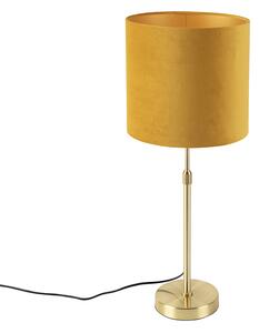 Lampă de masă auriu / alamă cu abajur de catifea galben 25 cm - Parte