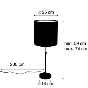 Lampă de masă neagră cu nuanță de velur roșu cu auriu 25 cm - Parte