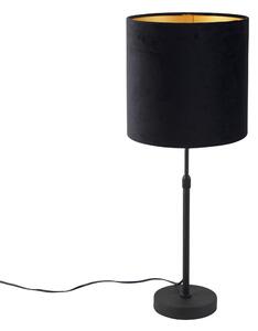 Lampă de masă neagră cu nuanță de velur neagră cu auriu 25 cm - Parte