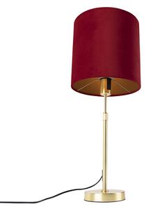 Lampă de masă auriu / alamă cu nuanță de catifea roșie 25 cm - Parte