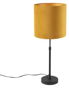 Lampă de masă neagră cu nuanță de catifea galbenă cu auriu 25 cm - Parte