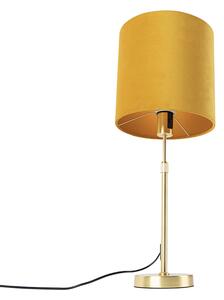 Lampă de masă auriu / alamă cu abajur de catifea galben 25 cm - Parte