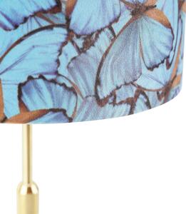 Lampă de masă auriu / alamă cu fluturi cu abajur de catifea 25 cm - Parte