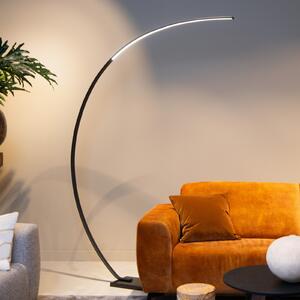 Lucide Curve LED arc luminos, negru, marmură, 192 cm, dimabil, reglabil, Negru, Camera de zi / sufragerie, Metal, Modern