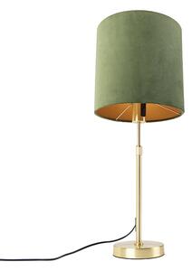 Lampă de masă auriu / alamă cu nuanță de velur verde 25 cm - Parte