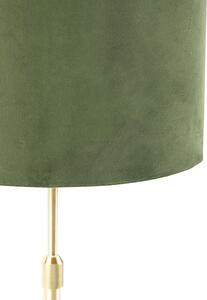 Lampă de masă auriu / alamă cu nuanță de velur verde 25 cm - Parte
