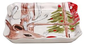 Platou din gresie cu model de Crăciun Casafina Deer Friends, 21 x 21 cm