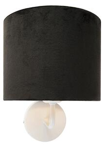Lampă de perete vintage albă cu nuanță de velur negru - Mat