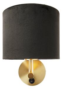 Lampă de perete clasică aurie cu nuanță de velur negru - Combi