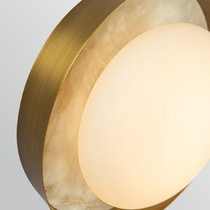 Quintiesse Aplică LED ALONSO, alamă, Ø 22 cm Metal/sticlă/alabastru, reglabil, Bronz / Alamă Veche, Camera de zi / sufragerie, Metal