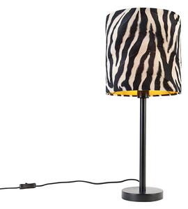 Lampa de masa moderna neagra cu abajur zebra 25 cm - Simplo