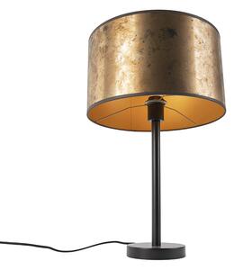 Lampă de masă Art Deco neagră cu umbră de bronz veche 35 cm - Simplo