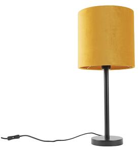 Lampă de masă Art Deco neagră cu umbră galbenă 25 cm - Simplo