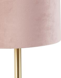 Lampă de masă romantică alamă cu nuanță roz 25 cm - Simplo