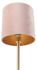 Lampă de masă romantică alamă cu nuanță roz 25 cm - Simplo