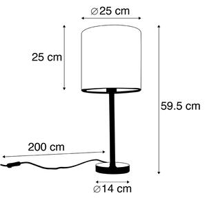 Lampa de masa moderna neagra cu abajur maro 25 cm - Simplo