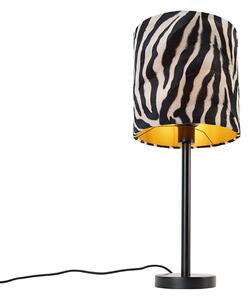 Lampa de masa moderna neagra cu abajur zebra 25 cm - Simplo