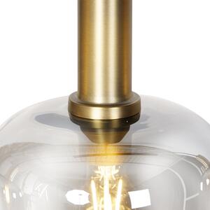Suspensie design negru cu auriu cu sticla fumurie 4 lumini - Zuzanna