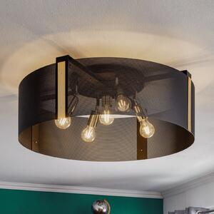 Euluna Plafonieră Etro, Ø 70 cm negru/auriu, reglabil, Negru, Camera de zi / sufragerie, Metal