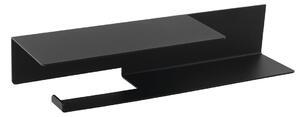 Sapho Sapho, Suport hârtie igienică cu raft 35x7x9,5cm, negru mat, 33214