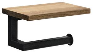 Sapho Sapho, SKA Suport hârtie igienică cu raft 15x8x10cm, negru mat/stejar, SKA421