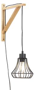 Lampă de perete din țară din lemn cu cadru negru - Hangman