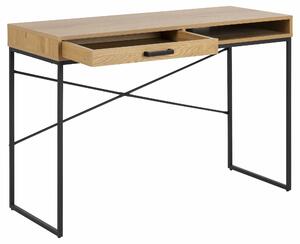 Masa de birou din pal si metal cu 1 sertar Seaford Stejar / Negru, L110xl45xH75 cm
