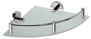 Sapho Sapho, X-ROUND E poliță de colț din sticlă cu bară transversală 250x70x250mm, crom, XR605