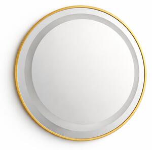 Oglinda LED rotunda 6918 Ø70 rama aluminiu aurie senzor tactil