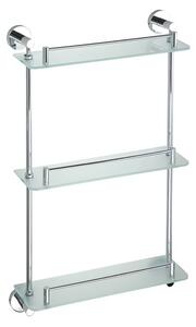 Sapho Sapho, X-ROUND E poliță triplă din sticlă cu bară transversală 380x675x130mm, crom, XR608