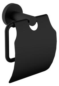 Sapho Sapho, suport hârtie igienică X-ROUND, cu capac, negru mat, XR732B
