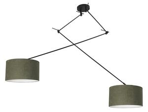 Lampă suspendată neagră cu umbră de 35 cm reglabilă verde - Blitz II