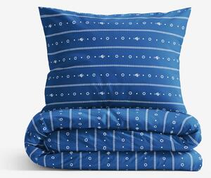 Goldea lenjerie de pat 100% bumbac - folclor albastru 140 x 200 și 50 x 70 cm