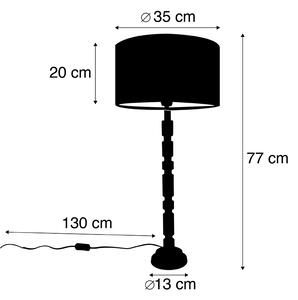 Lampă de masă Art Deco aurie cu abajur de catifea negru 35 cm - Torre