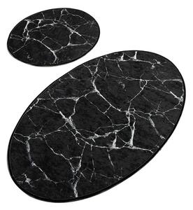 Set 2 covorașe ovale de baie Foutastic Marble, negru