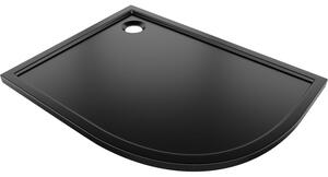 Mexen Flow, cădiță de duș asimetrică, slim, cu un sfert de cerc, stânga 90 x 80 cm, negru mat, 46Q708090L