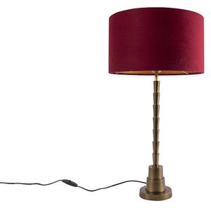 Lampă de masă Art Deco nuanță de catifea bronz roșu 35 cm - Pisos