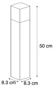 Bolard de exterior din sticlă opal negru 50 cm știft și manșon pentru cablu - Danemarca