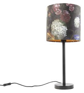 Lampă de masă romantică neagră cu umbră de flori 25 cm - Simplo