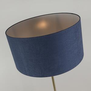 Lampă de podea din alamă cu abajur albastru 50 cm - Kaso