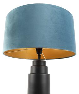 Lampă de masă Art Deco cu abajur de catifea albastru 50 cm - Bruut