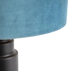 Lampă de masă Art Deco cu abajur de catifea albastru 50 cm - Bruut