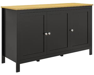 HOMCOM Dulap cu 2 Compartimente și 2 Rafturi Reglabile pe 3 Nivele, 120 x 40 x 70 cm, Negru și Lemn | Aosom Romania