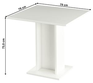 KONDELA Masă de sufragerie, albă, 79x79 cm, EUGO