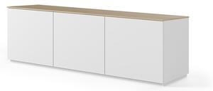Comodă albă cu sertare cu blat cu aspect de lemn de stejar TemaHome Join, 180 x 57 cm