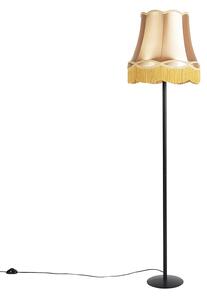 Lampă de podea retro neagră cu abajur auriu în stil bunicuță 45 cm - Simplo