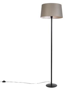 Lampă de podea neagră cu abajur din in taupe 45 cm - Simplo