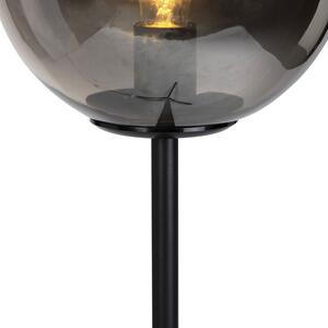 Lampă de podea Art Deco neagră cu sticlă fum - Pallon