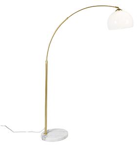 Lampă modernă cu arc din alamă cu abajur alb - Arc Basic